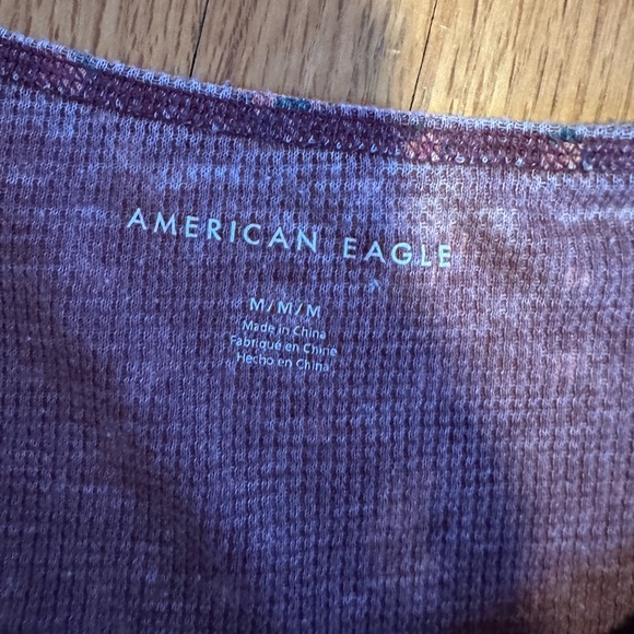 American eagle waffle crop long sleeve tee v neck size m - Picture 3 of 3